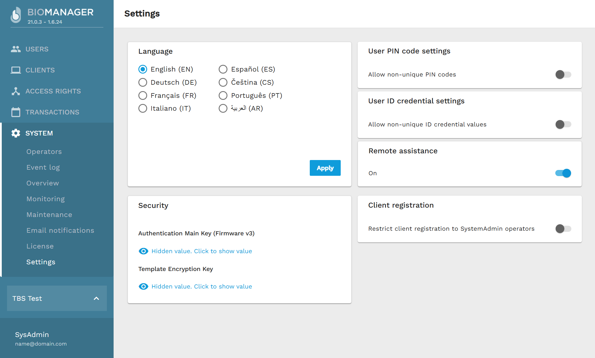 System Settings 21.0.3